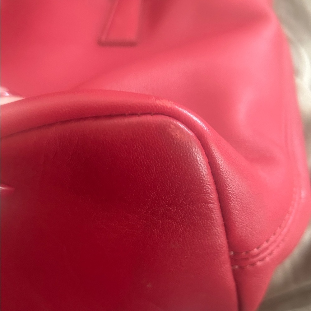 COACH Vintage Red Leather Tote Bag with Gold Accents - Picture 10 of 16